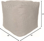 RULU Ottoman Outdoor/Indoor Sunbrella Bean Bag Pouf 19"x19"x18"H Cast Silver