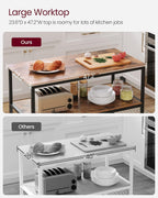 VASAGLE Kitchen Island with 3 Shelves, 47.2 Inches Width Kitchen Shelf with Large Worktop, Stable Steel Structure, Industrial, Easy to Assemble, Rustic Brown and Black UKKI01BX