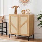 Mericonia Buffet Cabinet with Storage, Sideboards 2 Doors with Metal Base and Adjustable Shelf for Kitchen, Coffee Bar, Entryway, Hallway,Living Room (2 Door Buffet Cabinet, Rattan-Natural 2.0)