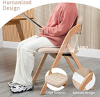 HOMEFUN Folding Chairs with Padded Seats, Wooden Stackable Dining Chair Set of 2 with Removable Cover Extra for Guests Kitchen Office Wedding Party Picnic, Khaki