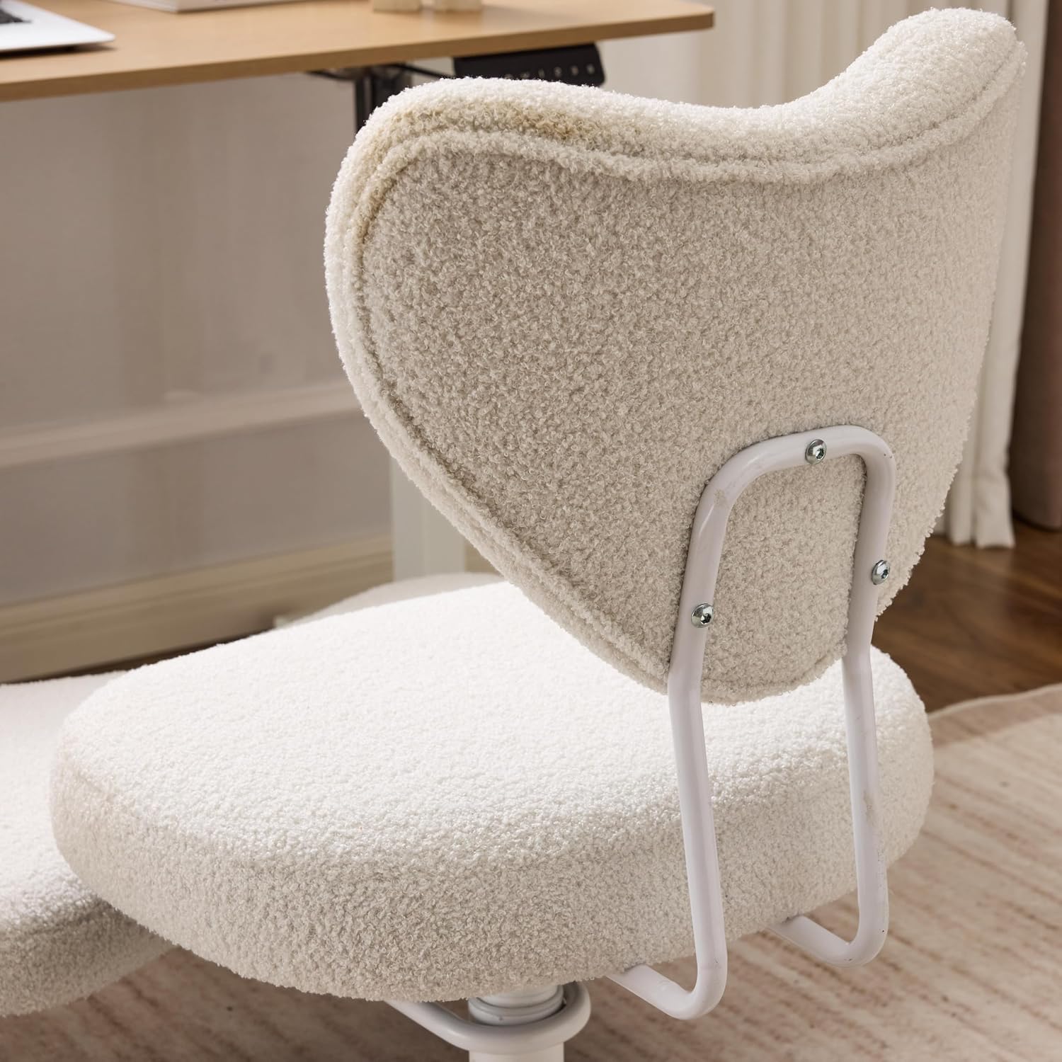 Ergonomic Meditation Chair with Lumbar Support, 360° Swivel Base and Adjustable Seat Cushion, Beige Teddy Fleece Upholstered for Yoga or Office, 300 lb Capacity