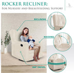 Naomi Home Swivel Rocker Recliner Chair for Adults and Elders, Comfortable Living Room Recliner with 360° Swivel, Manual Reclining with Adjustable Footrest, Ergonomic Back Support