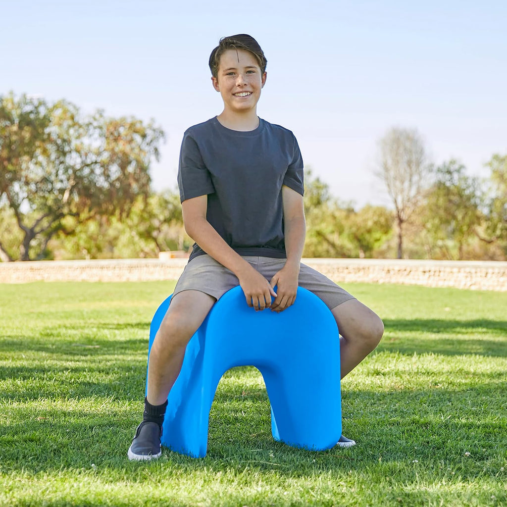 ECR4Kids Wave Seat Perch Stool, 18in - 19.6in Seat Height, Flexible Seating, Blue, 2-Pack