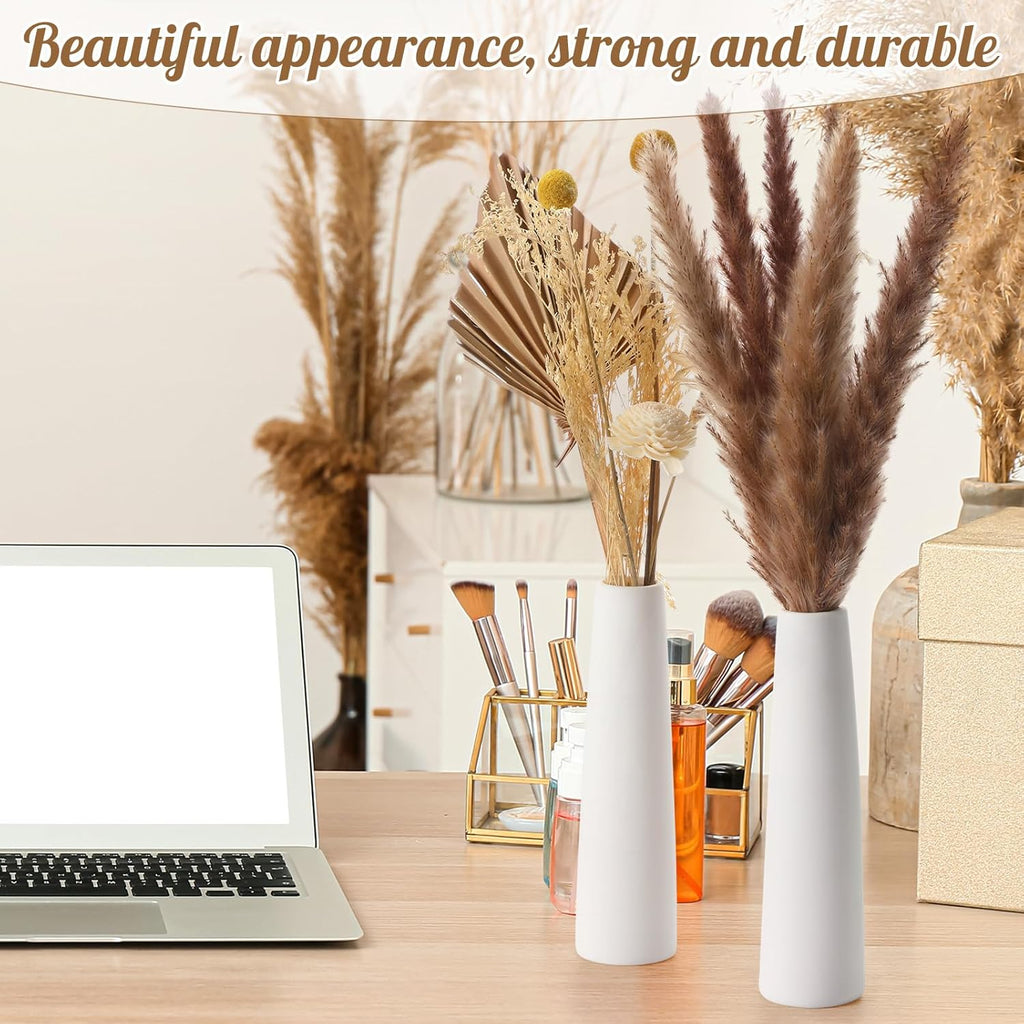 12 Pieces White Ceramic Vases for Home Decor 7.09 inch Tall Vases for Centerpieces Modern Floral for Wedding Party Event Home Office Decoration (Modern)