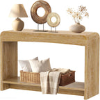 Farmhouse Entryway Table, 43.7" Console Tables for Entryway with Open Shelf, Sofa Table Behind Couch, Wooden Entry Table with Storage for Entrance, Living Room, Hallway, Natural