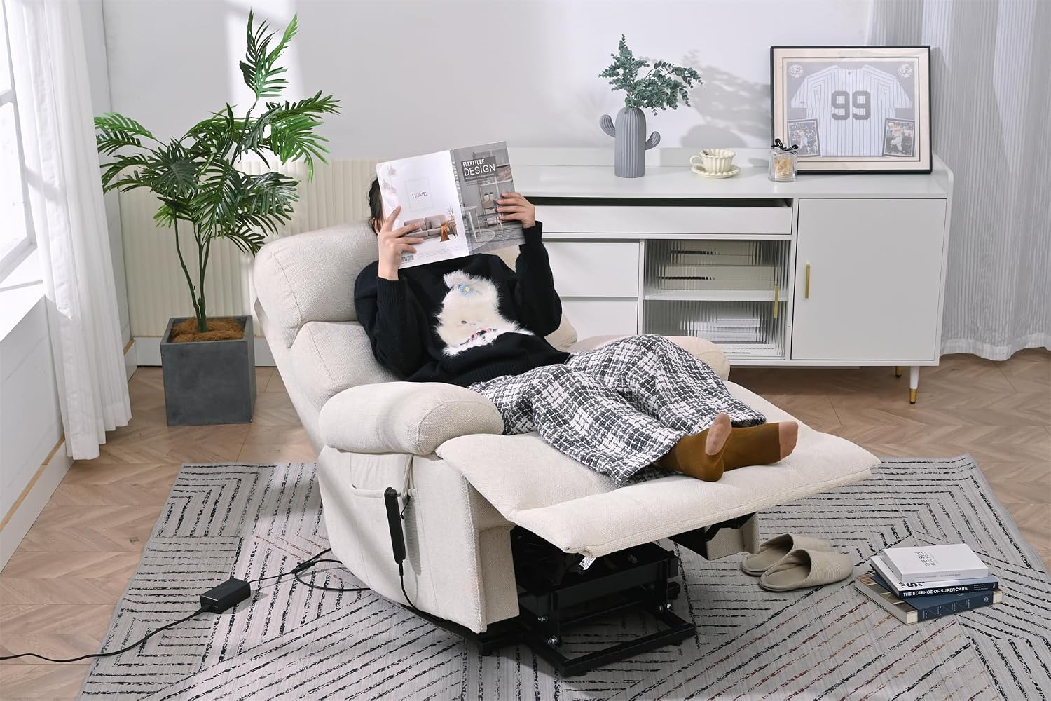 Electric Power Lift Recliner Chair for Elderly and Seniors,Oversized Recliner with Remote Control, Side Pocket, Spacious Seat, Perfect Home Theater Recliner Chair (Light Gray)