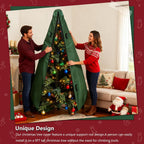 Upright Christmas Tree Storage Bag 7.5Ft,Christmas Tree Covers for Upright Storage for 7 Ft /7.5 Ft Artificial Christmas Trees with Ornaments,Equipped with Patented Support Rod Technology-Green
