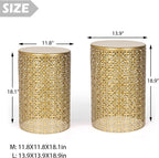 Homebeez Modern Nesting Tables Set of 2, Round Metal End Table, Accent Side Tables for Living Room & Bedroom, No Assembly Nightstands, Gold