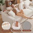 Benazcap 110" Cloud Sectional Couches for Living Room, L-Shaped Convertible Sofa, 3-Seat Modular Boneless Couch with Movable Ottoman, Beige