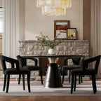Modern Black Dining Chairs Set of 4, Velvet Upholstered Boucle Dining Chair with Arms, Accent Side Chair for Kitchen & Dining Room Living Room Restaurant Reception