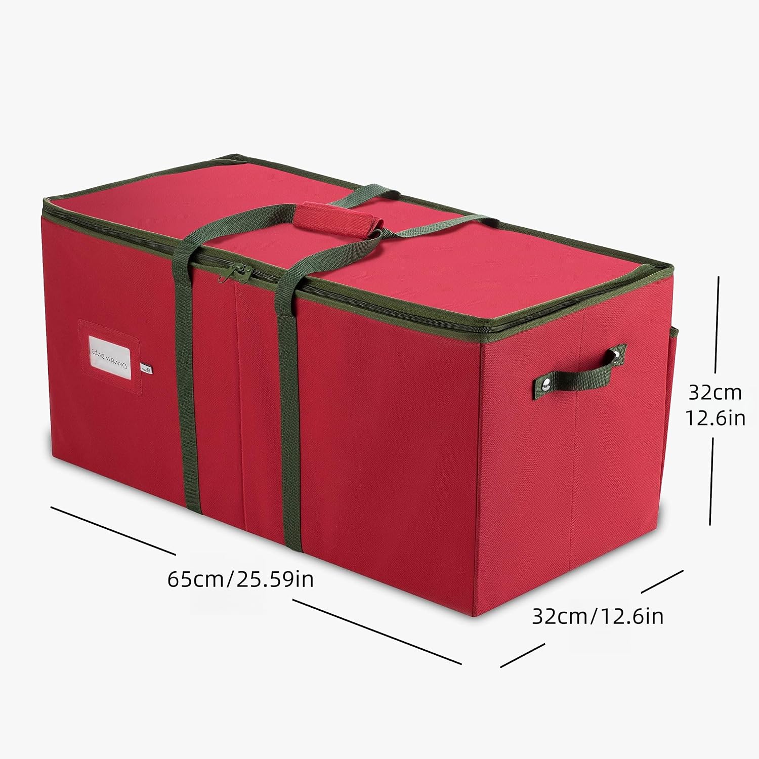Christmas Ornament Storage Box 128 Capacity - Durable Tear-Proof Fabric Organizer with Adjustable Dividers & Dual Zipper for 3 Inch Christmas Ornament Storage, Red Large Ornament Storage Box