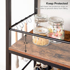 HOOBRO Kitchen Island with Storage, Industrial Kitchen Counter with Hooks and Side Enclosures, 3 Tier Kitchen Cart with Large Workstation, Saving Space, Easy Assembly, Rustic Brown and Black BF03ZD01