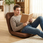 Adjustable Floor Chair with Back Support, Foldable Meditation Cushion Chair, Portable Floor Lounger for Adults, Gaming, Yoga, Reading, Removable Washable Cover, Sturdy Iron Frame,Coffee Brown
