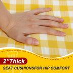 Geetery 4 Pcs Checkered Chair Cushion for Dining 17"x16"x2" Thick Buffalo Plaid Non-Slip Chair Pad with Tie and Removable Cover for Home Outdoor Patio Indoor Seat Cushion (Buffalo Gingham,Yellow)