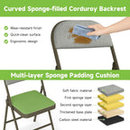 Real Relax 4 Pack Folding Chairs with Padded Cushion and Back, Comfortable Soft Fabric Cushion and Steel Frame Metal, Indoor Outdoor Seat for Office Events Wedding Party, 450LBFabric Oatmeal Strip