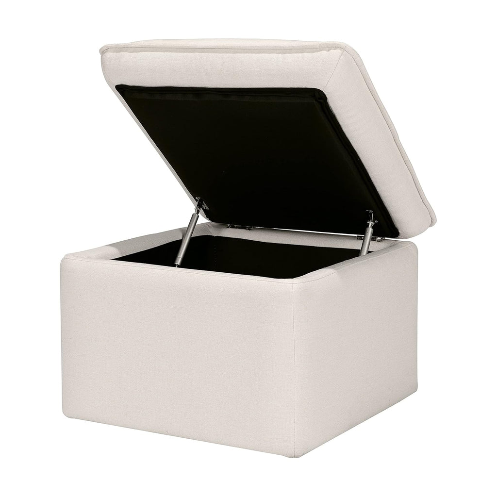 Babyletto Cali Storage Ottoman in Performance Cream Eco-Weave, Water Repellent & Stain Resistant, Greenguard Gold Certified and CertiPUR-US® Certified