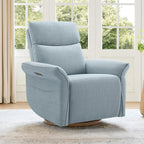 CHITA Power Recliner Chair, Electric Triple-Motor Swivel Glider Nursery Rocking Chair with Adjustable Power Headrest and Lumbar Support, GREENGARD Gold Certified, Solid Wood Base, Baby Blue