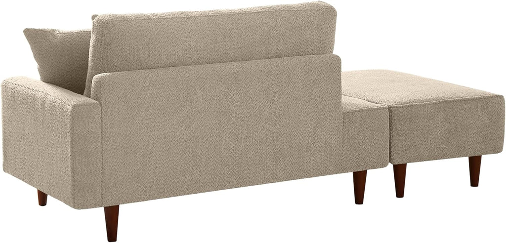 ERYE Left Facing Boucle Upholstered Chaise Lounge with Ottoman Set, Modern Minimalist Chaise Lounge Single Leisure Recliner Sleeper Sofa Daybed for Living Room Bedroom