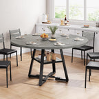Jocoevol 51" Round Dining Table for 6,Kitchen Dining Room Circle Dinner Pedestal Table,Space Saving Wood Kitchen & Dining Room Furniture (Grey, 51In)
