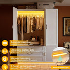 72" Wooden Armoire Wardrobe Closet with 3 Door White Bedroom Armoire with LED Light 3 Drawers Large Modern Wardrobe Cabinet with Retro Ceramic Door Handles and Removable Hanging Rod