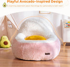 MAXYOYO Kids Bean Bag Chair, Cute Avocado-Shaped Toddler Sofa Chair, Pink | Soft Faux Fur Floor Chair with Backrest, Comfy Sofa for Boys and Girls , Floor Seat for Bedroom, Playroom, Nursery