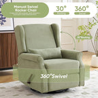 360°Swivel Rocker Recliner, Nursery Rocking Chair with Lumbar Pillow,Glider Recliner Nursery Chair for Small Spaces,Living Room & Bedroom,Chenille Green