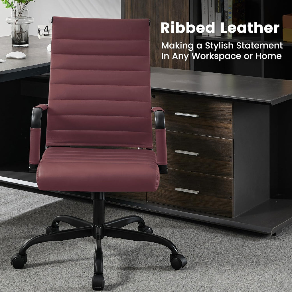 Office Desk Chair Leather, Conference Room Chairs with Wheels, Modern Executive Computer Guest Chairs with Arms.