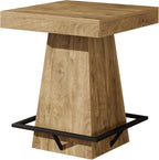 Tribesigns Square Bar Table, 37.4-Inch High Pub Table with Metal Footrest for Small Bars, Dining Room, Bistro, Kitchen, Light Brown(Only Table)