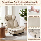 KOMFOTT 360° Swivel Floor Gaming Chair, Lazy Lounger Sofa with 6-Position Adjustable Backrest and Sponge Filling, Folding Floor Chair Lounge Chair for Reading, Relaxing, Gaming and TV Watching (Beige)