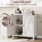 GarveeHome Small Storage Cabinet, Farmhouse Sideboard Buffet Cabinet with 2 Doors and Adjustable Shelves, Accent Entryway Console Cabinets for Living Room, Dining Room (Rustic White., 1 Pieces)