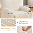 Korser Recliner Chair, Nursery Rocking Chairs for Adults, 360° Swivel Rocker Recliner with Cup Holder, Overstuffed Glider Rocking Chair for Living Room, Manual Recliner with Side Pockets, Chenille