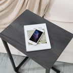AMHANCIBLE C Shaped End Tables Set of 2, Couch Side Tables that Slide Under Sofa, Slim TV Trays for Living Room and Bedroom, Narrow Space Saving Laptop Workstation, Dark Grey HET02BDG