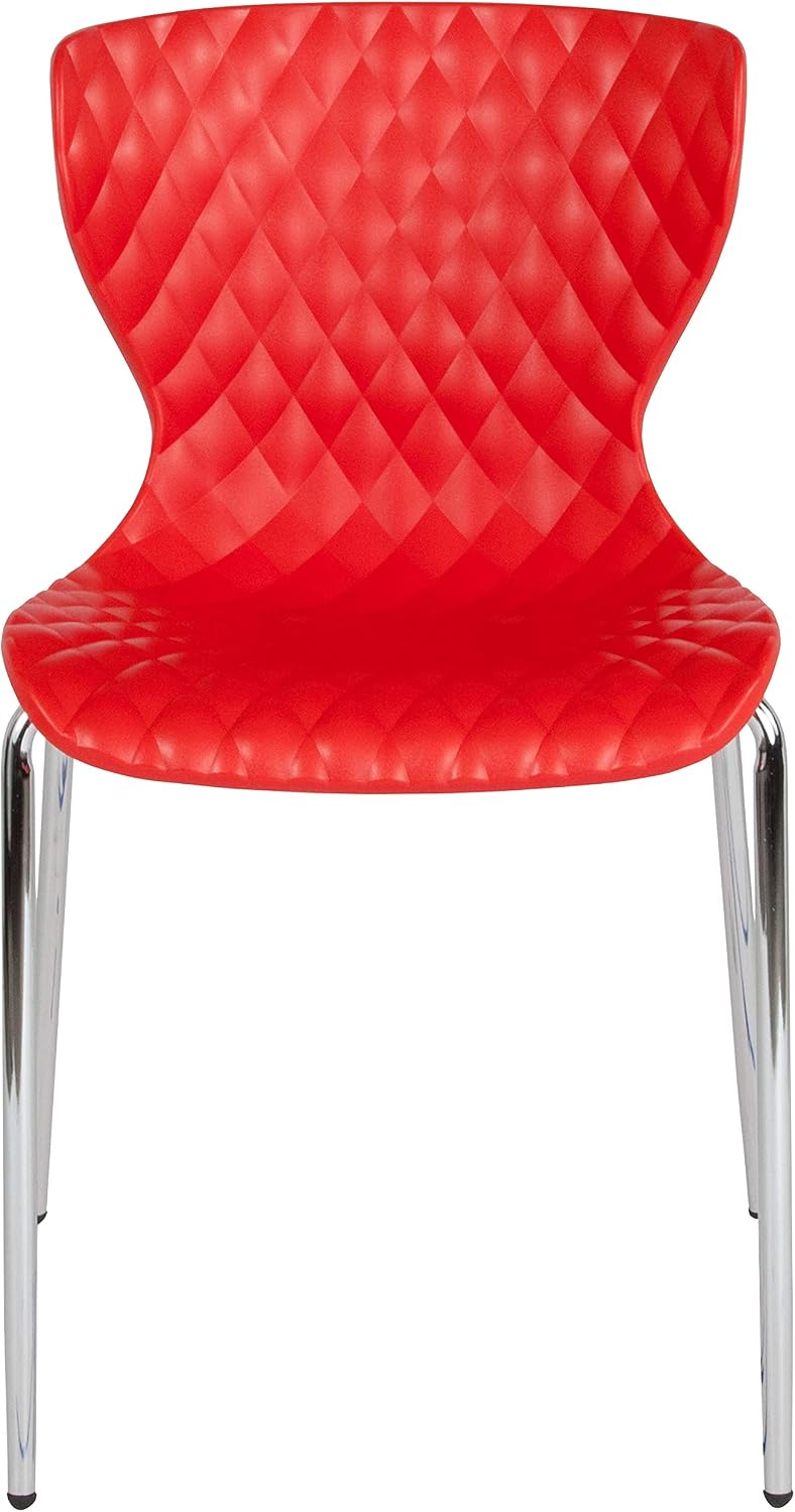 EMMA + OLIVER Contemporary Design Red Plastic Stack Chair
