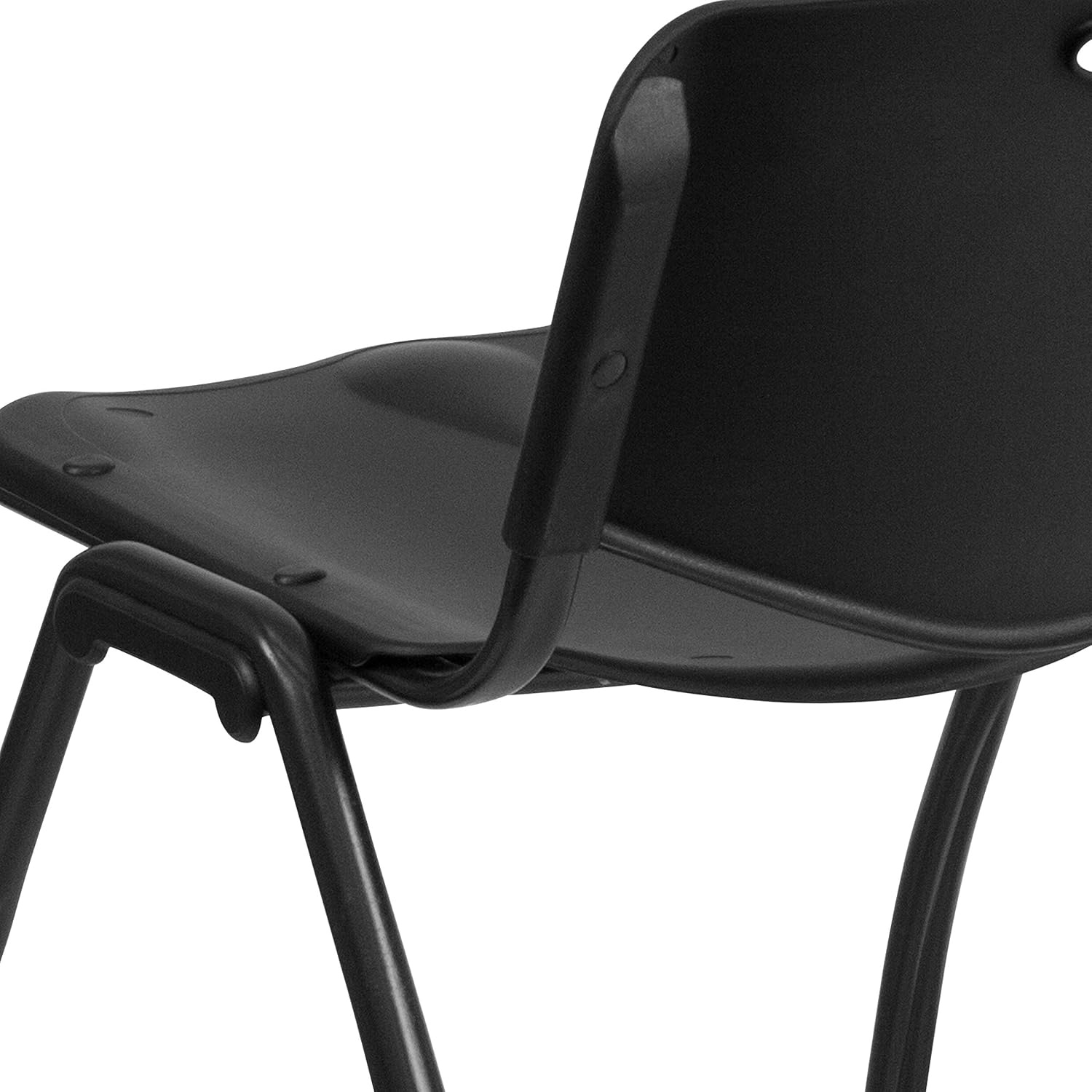 EMMA + OLIVER 880 lb. Capacity Black Plastic Stack Office Side Chair
