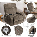 Lay Flat Sleeping Dual Motor Lift Recliner Chair with Massage and Heating for Elderly,Infinite Position Soft Fabric Power Electric Recliner Chair (Brown-180-Lay Flat-No Cup Holder)