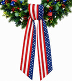 Patriotic Wreath Sash for Front Door, 4.5 x 56 Inch Red White and Blue Stripe Patriotic Wreath Satin Sash for 4th of July Memorial Day Independence Day Porch Decor