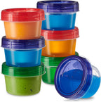 ELEGANT DISPOSABLES Baby Food Storage Containers 4 oz Food Storage Jars with Color Twist Lids Plastic Freezer Storage Pack of 24