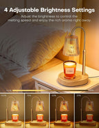 Candle Warmer Lamp with Timer Dimmer Adjustable Height, Electric Wax Melts Warmer for Jar Candles, Birthday Christmas House Warming Gifts for Women Mom, New Home Bedroom Decor with 2 Bulbs