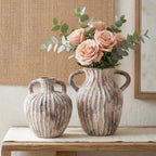 Ceramic Vases Set of 2, Flower Vase Bud Vases Small Vase for Pampas Grass Home Decor Modern Boho Living Room Bathroom Office Coffee Desk Fireplace Centerpieces Gift for Mother, Wife