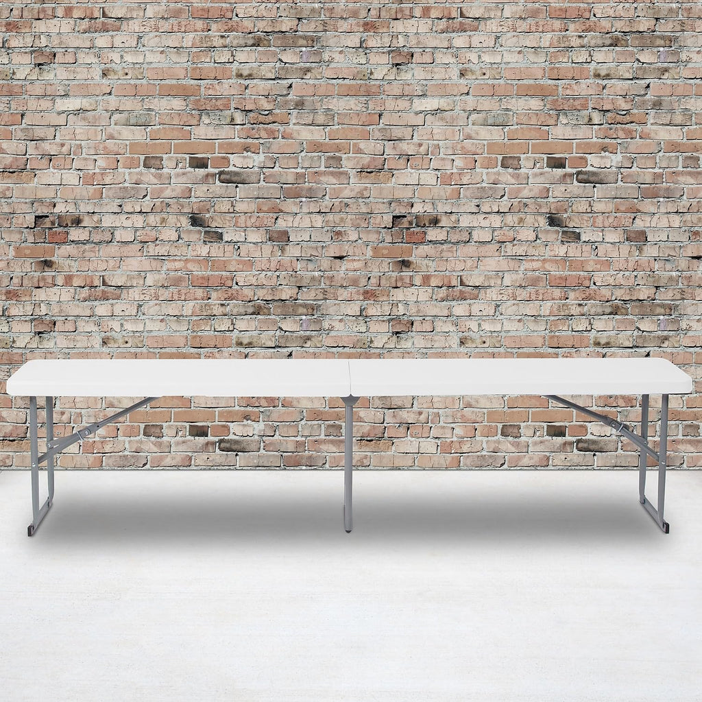 Flash Furniture Talbott 10.25''W x 71''L Bi-Fold Granite White Plastic Bench with Carrying Handle