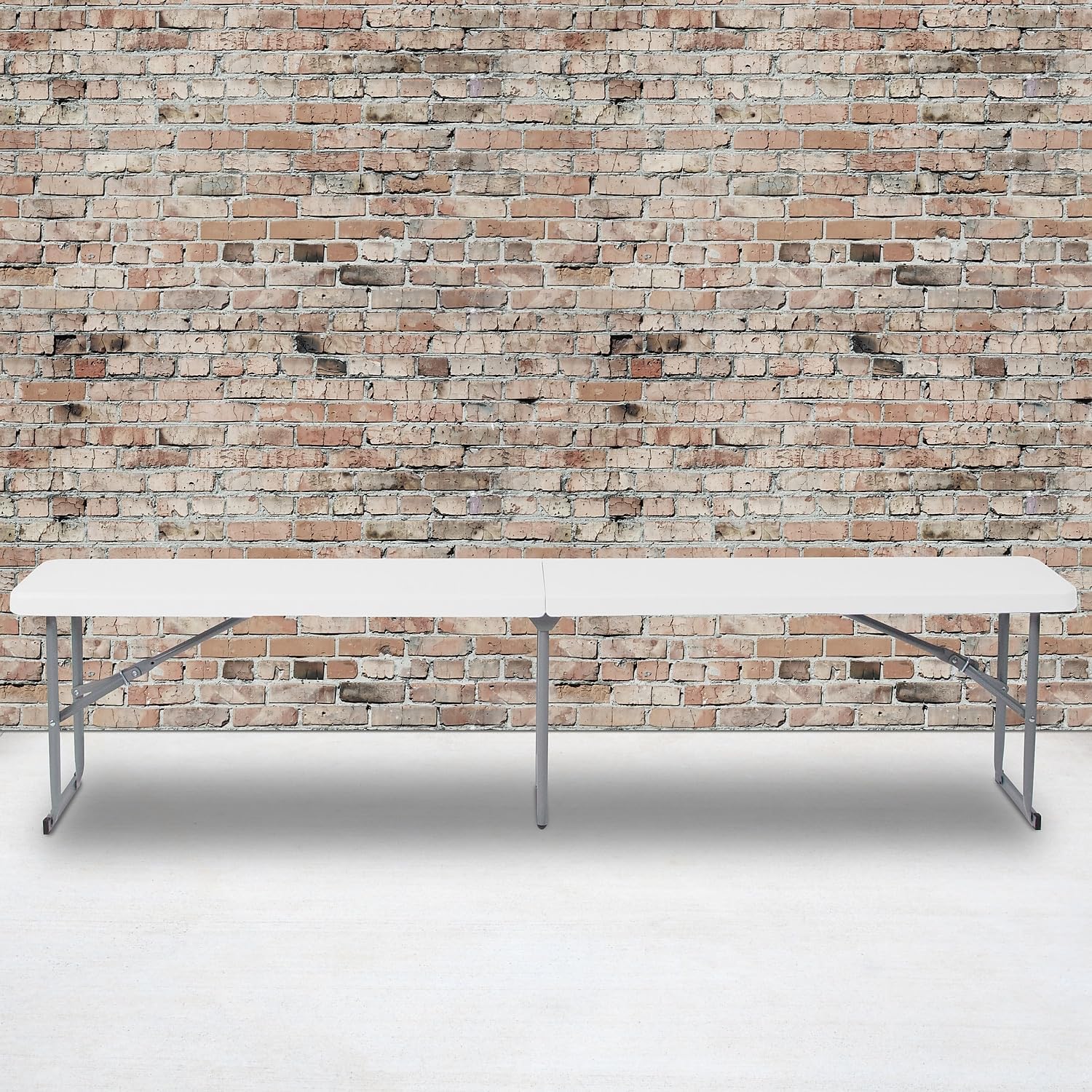 Flash Furniture Talbott 10.25''W x 71''L Bi-Fold Granite White Plastic Bench with Carrying Handle