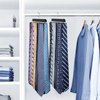 2 Pack Tie Rack Space Saving Hanger, Wooden Tie Hanger for Men with 40 Hooks for Closet Organizers and Storage, Large Capacity Necktie Organizer for Ties, Belts, Tank Top Closet Organization