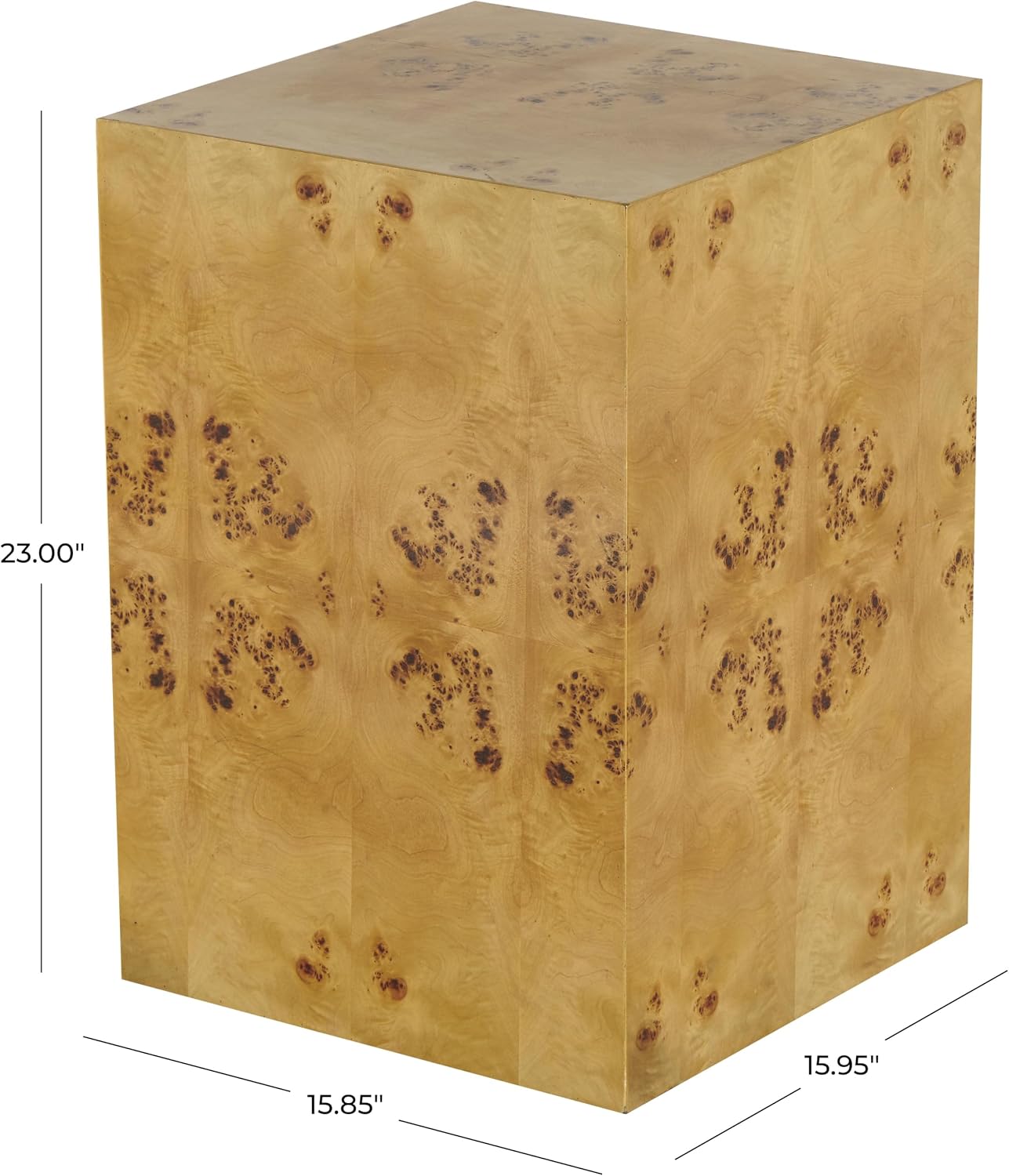 Deco 79 Wood Side End Accent Table Square Cube End Table with Wood Grain Patterns, Side Table 16" x 16" x 23", Brown