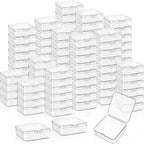 SATINIOR 300 Packs Clear Small Plastic Containers 2.9 X 2.9 X 1 Inches Transparent Storage Box with Hinged Lid in Bulk for Jewelry Hardware Crafts Small Items