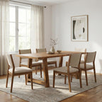 SIMPLIHOME Whitley Dining Table - 72 inch Wide Solid Mango Wood Rectangular Table in Medium Brown, Modern Farmhouse Style for Dining Room or Kitchen with Extra-Thick Trestle Base, Seats 6