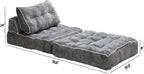 Convertible Foldable Sofa Bed with Pillow & Back Support, Portable Fold Out Floor Lounge for Living Room Bedroom, Dark Grey