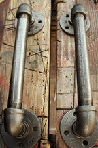 2 Galvanized Pipe Door pulls - Industrial Door Handles, Industrial Pipe door handle, Steampunk pipe drawer pull, Bar restaurant door pulls, cupboard door knobs