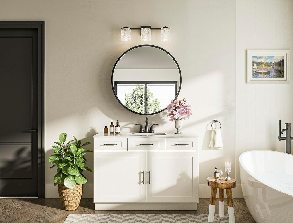 Keonjinn 20 Inch Round Medicine Cabinet with Mirror, Black Medicine Cabinet with Mirrors, Circular Surface Mount Medicine Cabinets, Framed Farmhouse Bathroom Cabinet with Adjustable Shelves