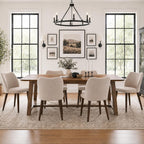 MALOL Dining Chairs Set of 6, Upholstered Fabric Kitchen Chairs with Curved Back, Padded Seat and Solid Wood Legs, Modern Dining Chair for Kitchen Dining Room, Camel