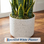 3FT Tall Artificial Trees, Fake Snake Plant with White Planter & 33 Realistic Leaves, Large Potted Artificial Sansevieria Mother in Law Tongue Plant, for Living Room Hallway Entryway